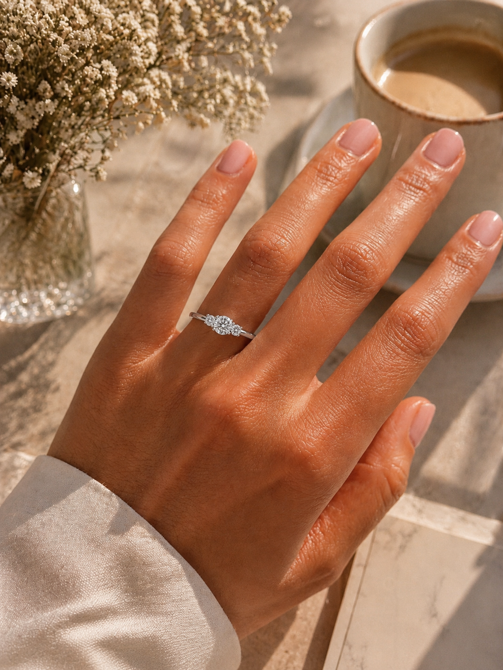 Bague Trilogie Paulina – 1 Carat centrale - Éclat Intemporel
