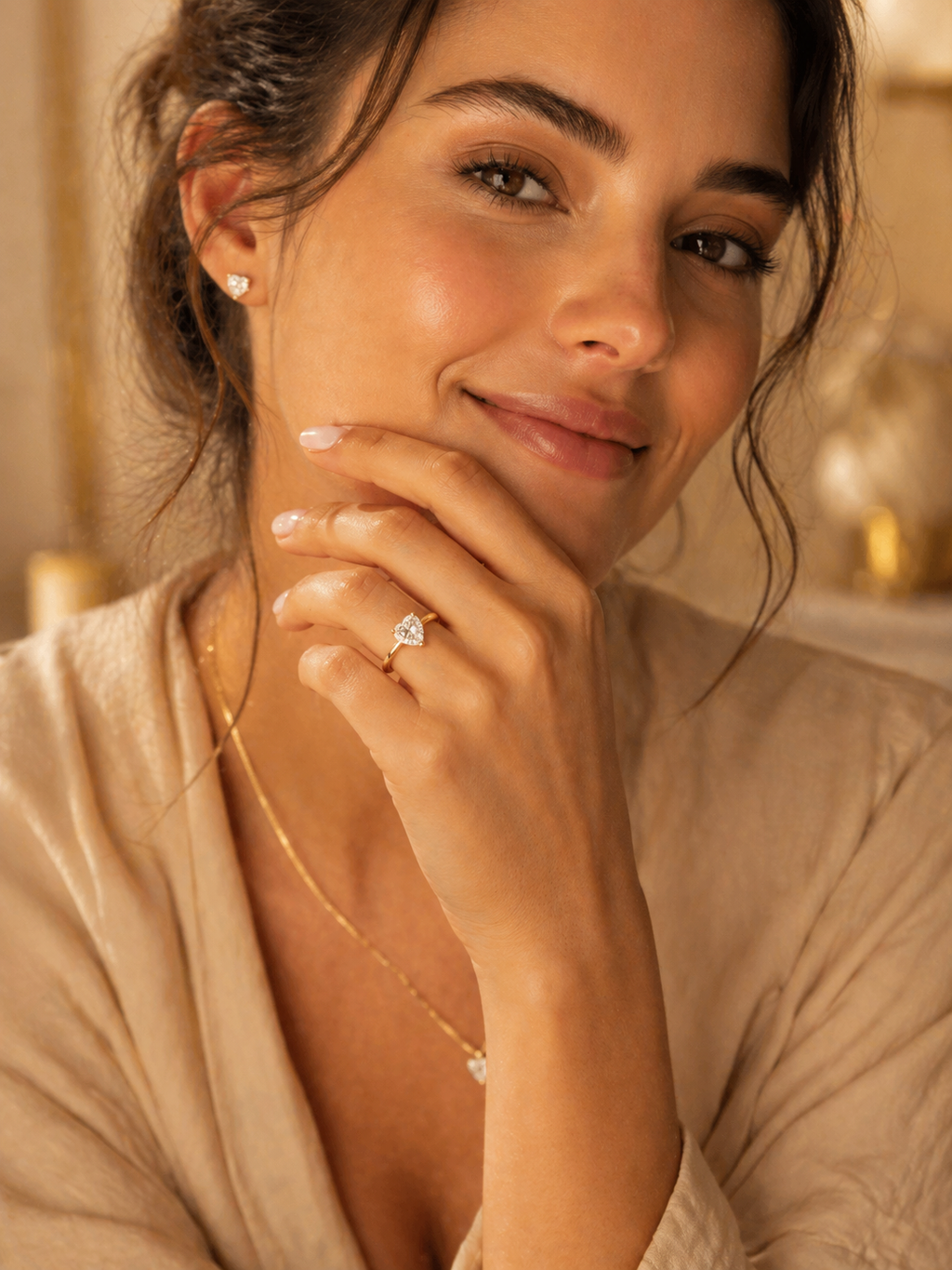 Bague Cœur Sabrina en  Moissanite – Réglable 1 Carat