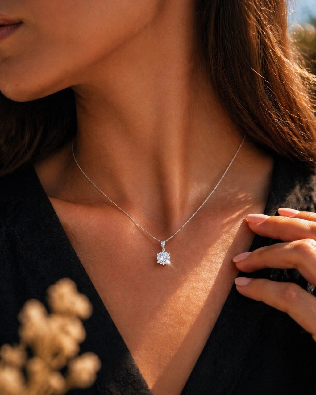 Collier Solitaire 1,2 Carat Justyna – Argent 925 Poinçonné