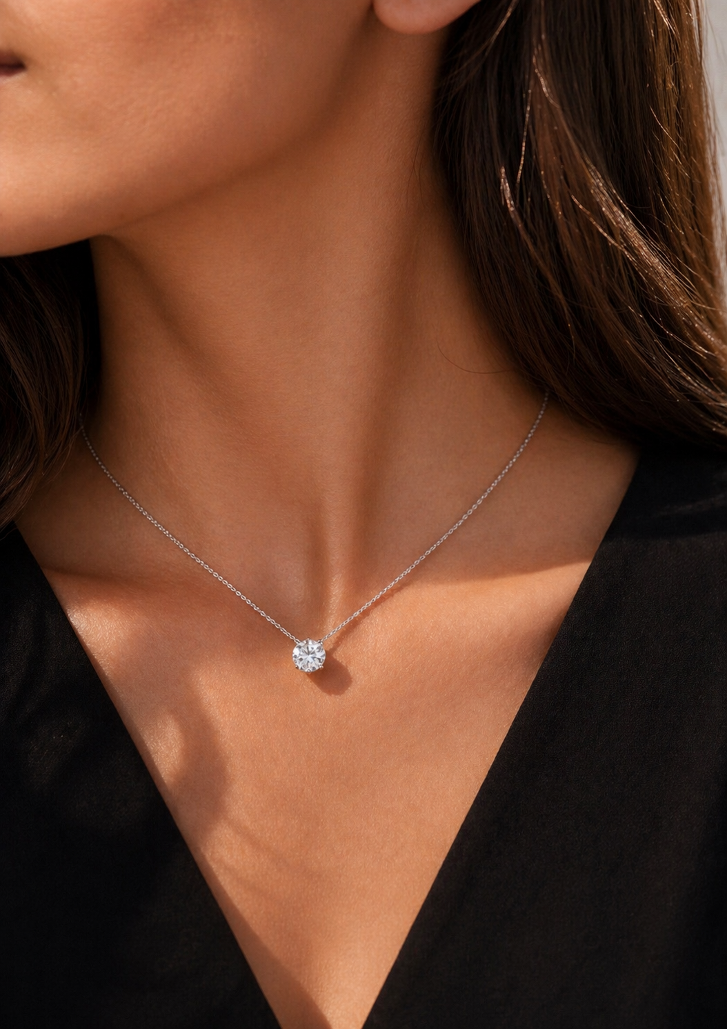Collier Solitaire Moissanite 0,3 Carat Christina – Argent 925 Poinçonné – Certificat GRA