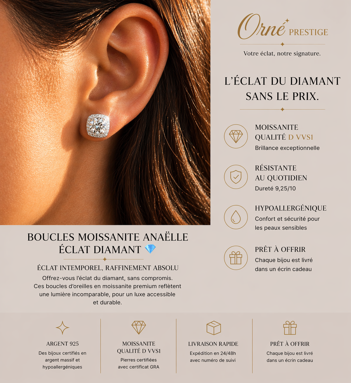 Boucles Moissanite Anaëlle– Éclat Diamant 💎