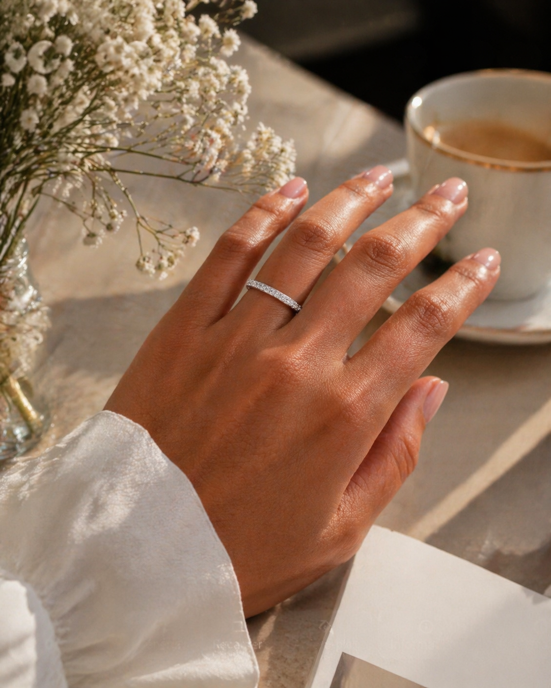 Bague pavée en Moissanite Christina – Finesse & éclat