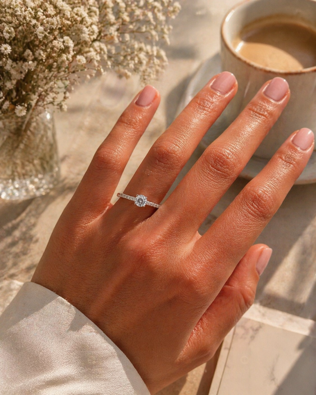 Bague solitaire en Moissanite Christina – Éclat d’exception
