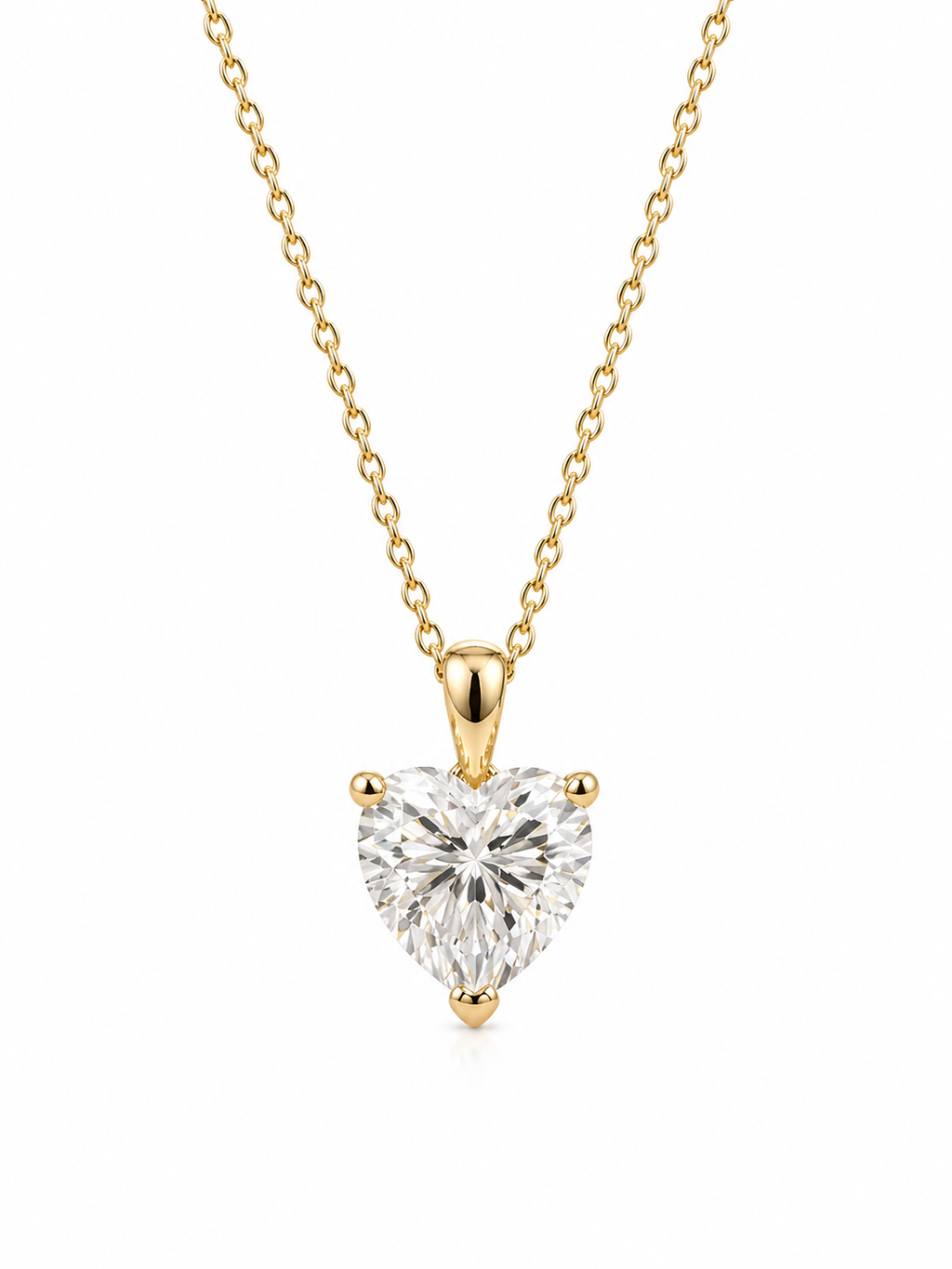 Collier Cœur Sabrina en Moissanite – 1 Carat (Argent 925 Doré)